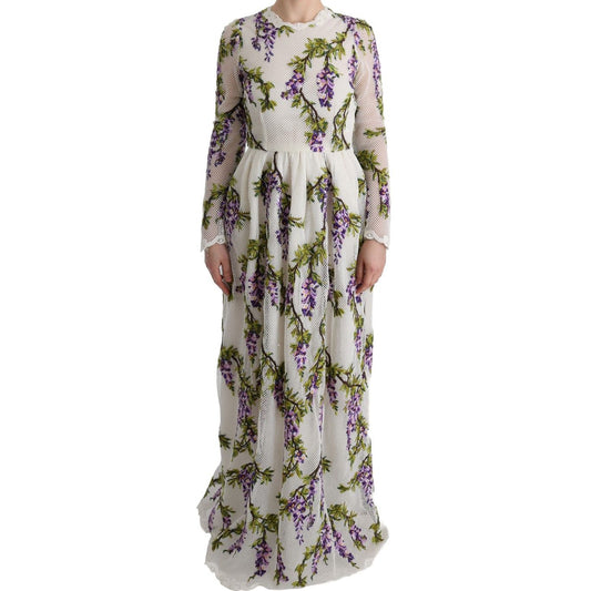 Dolce & Gabbana White Floral Embroidered Maxi Dress