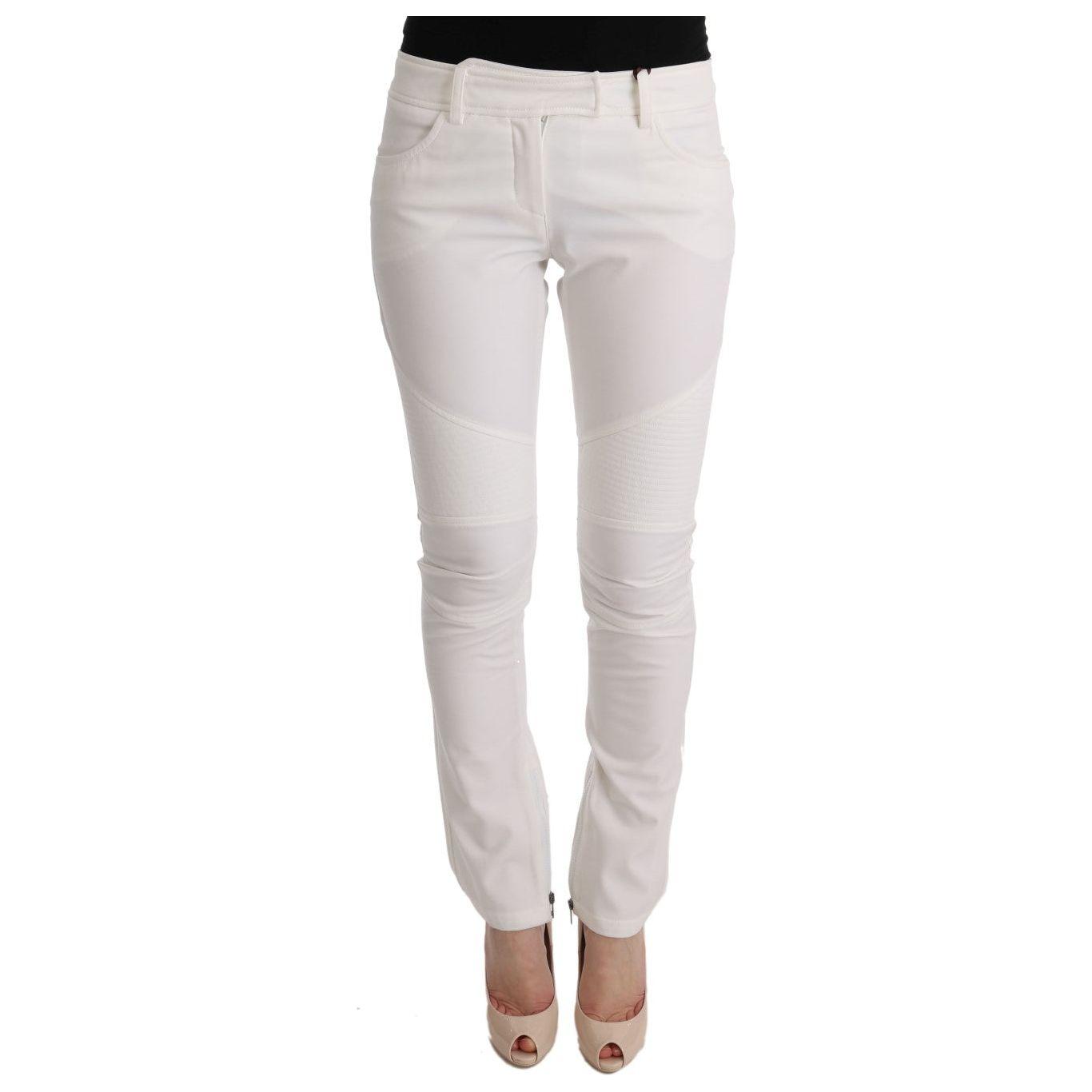 Ermanno Scervino White Cotton Slim Fit Casual Pants SIG30306-2