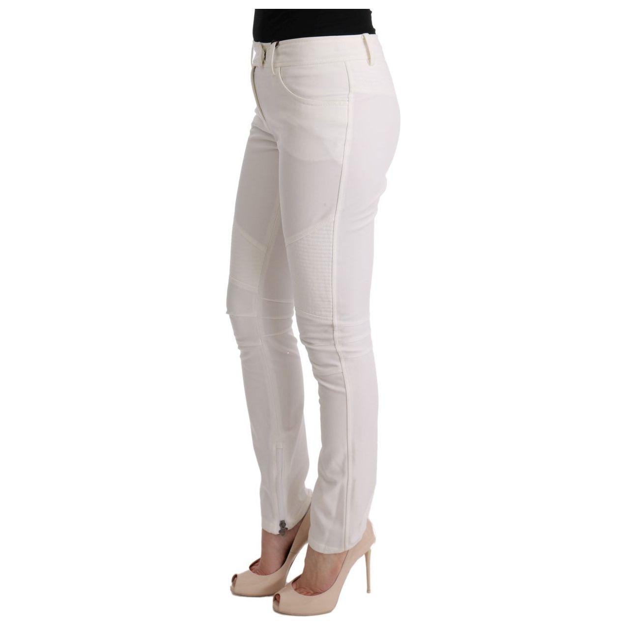 Ermanno Scervino White Cotton Slim Fit Casual Pants SIG30306-2