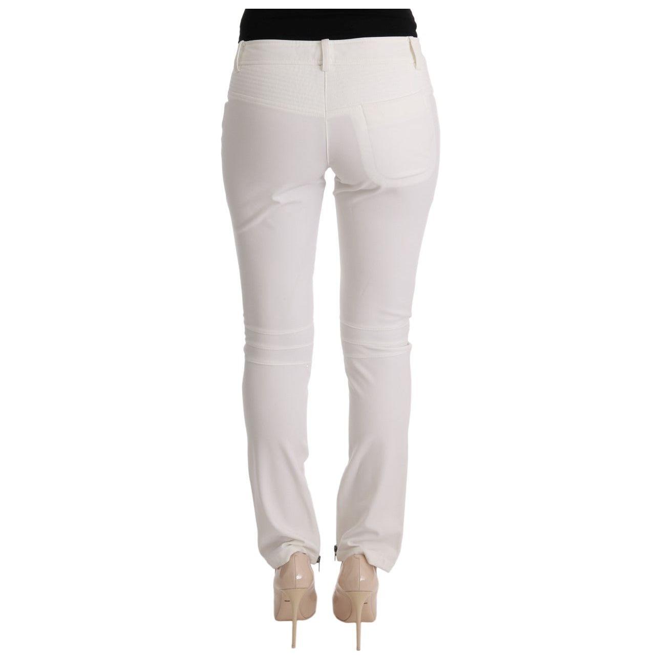 Ermanno Scervino White Cotton Slim Fit Casual Pants SIG30306-2