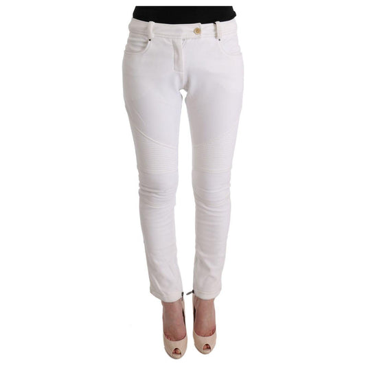 Ermanno Scervino White Cotton Slim Fit Casual Pants SIG30310-1