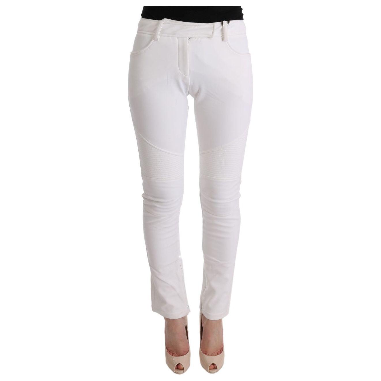 Ermanno Scervino White Cotton Slim Fit Casual Pants