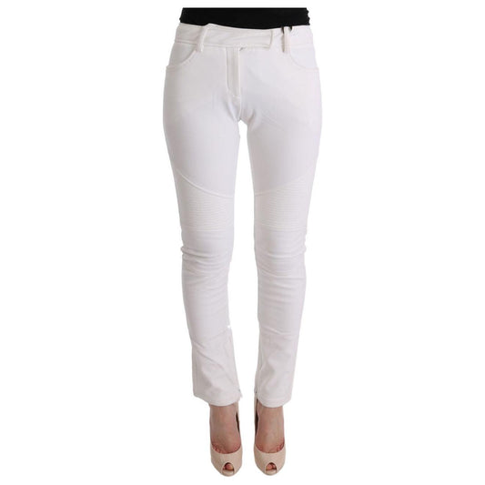 Ermanno Scervino White Cotton Slim Fit Casual Pants SIG30311-1