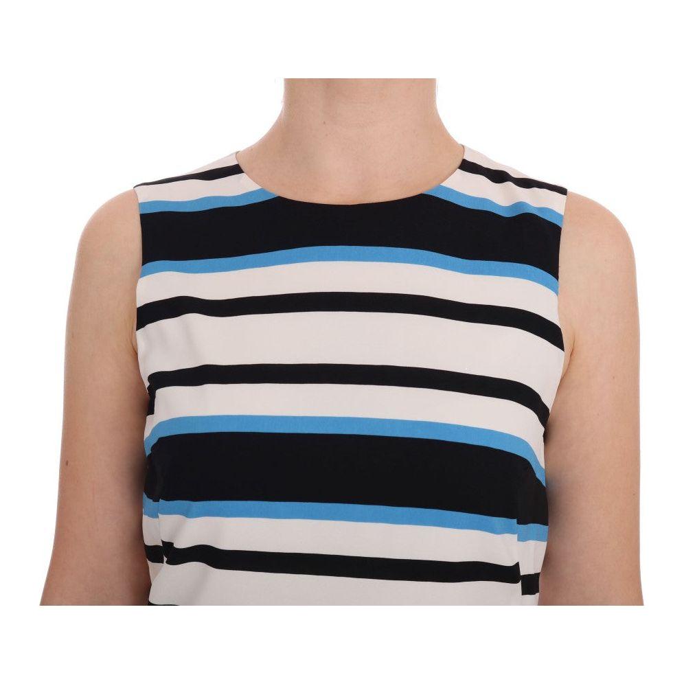 Dolce & Gabbana Blue White Striped Silk Stretch Shift Dress