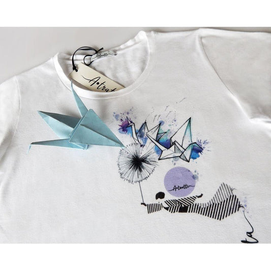 A.Tratti Elegant White Stretch Viscose Tee AT-11744-S