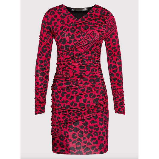 Love Moschino Chic Leopard Texture Dress in Pink and Black LO-10223-IT40|S