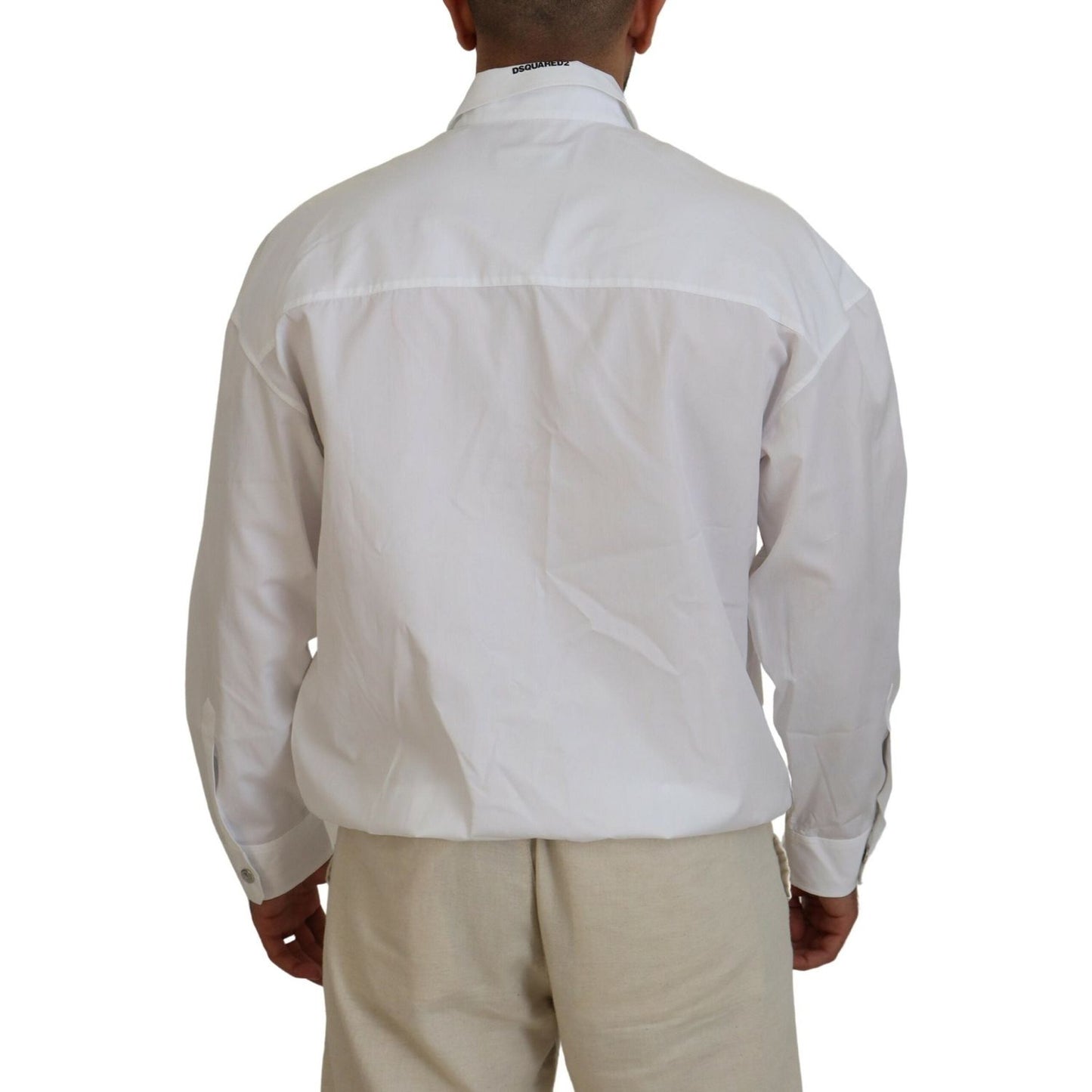 Dsquared² White Cotton Collared Casual Men Long Sleeves Jacket TSH83552-48