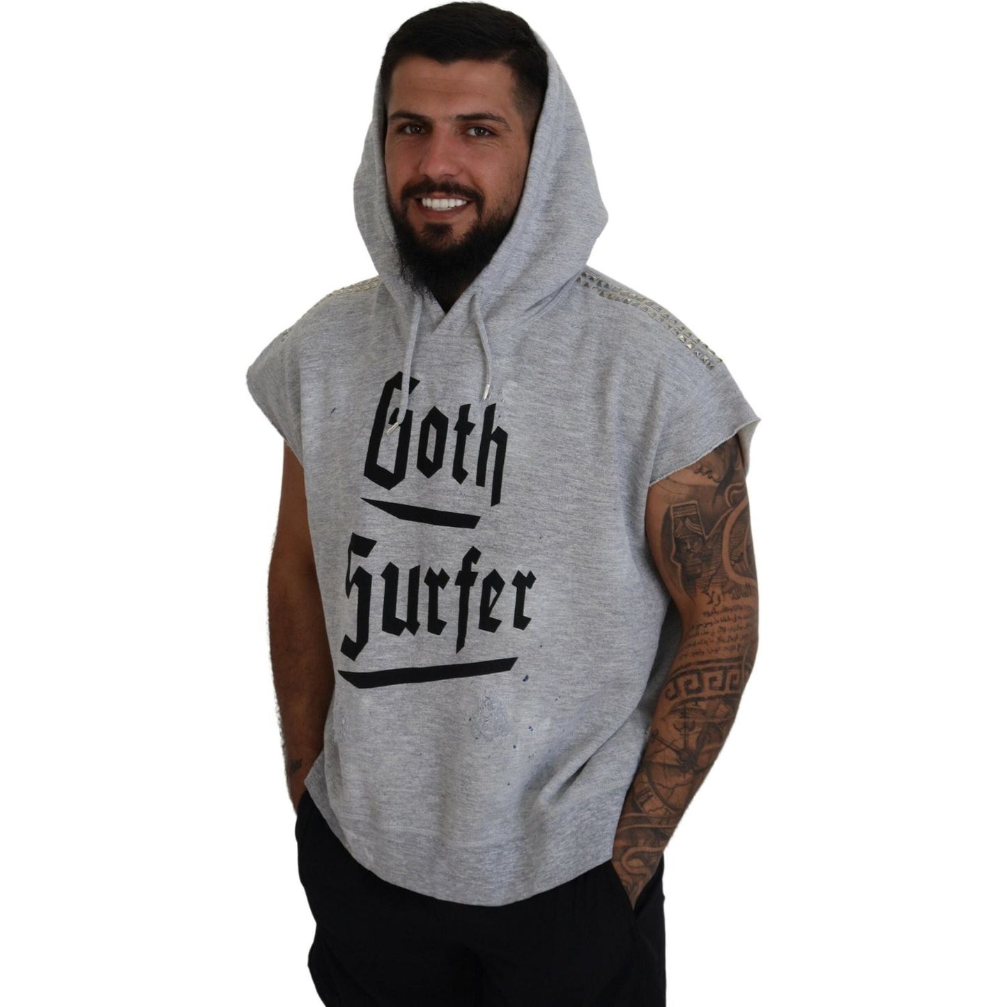 Dsquared² Light Gray Cotton Short Sleeves Hooded T-shirt