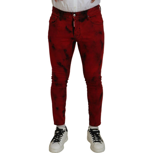 Dsquared² Red Cotton Tie Dye Skinny Casual Denim Jeans PAN74439-48