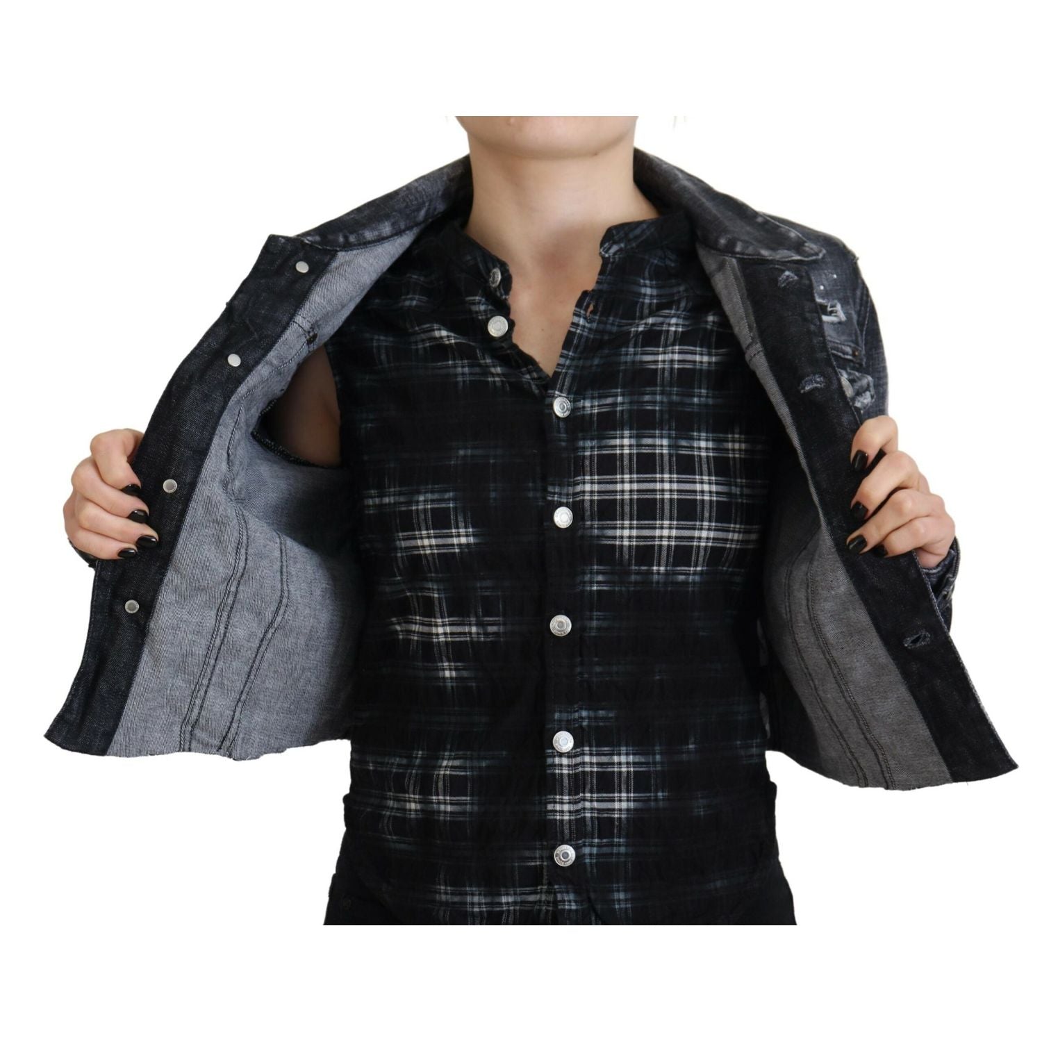 Dsquared² Gray Washed Cotton Distressed Denim Jacket