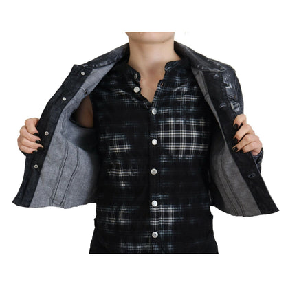 Dsquared² Gray Washed Cotton Distressed Denim Jacket 1728,67345645728,Clothing,Denim Jackets - Jackets & Coats - Clothing,Dsquared²,Gray,IT38 | XS,Jackets & Coats - Clothing,Jackets & Coats - Women - Clothing,Material: Cotton 98%,Preowned / Defect,Spandex