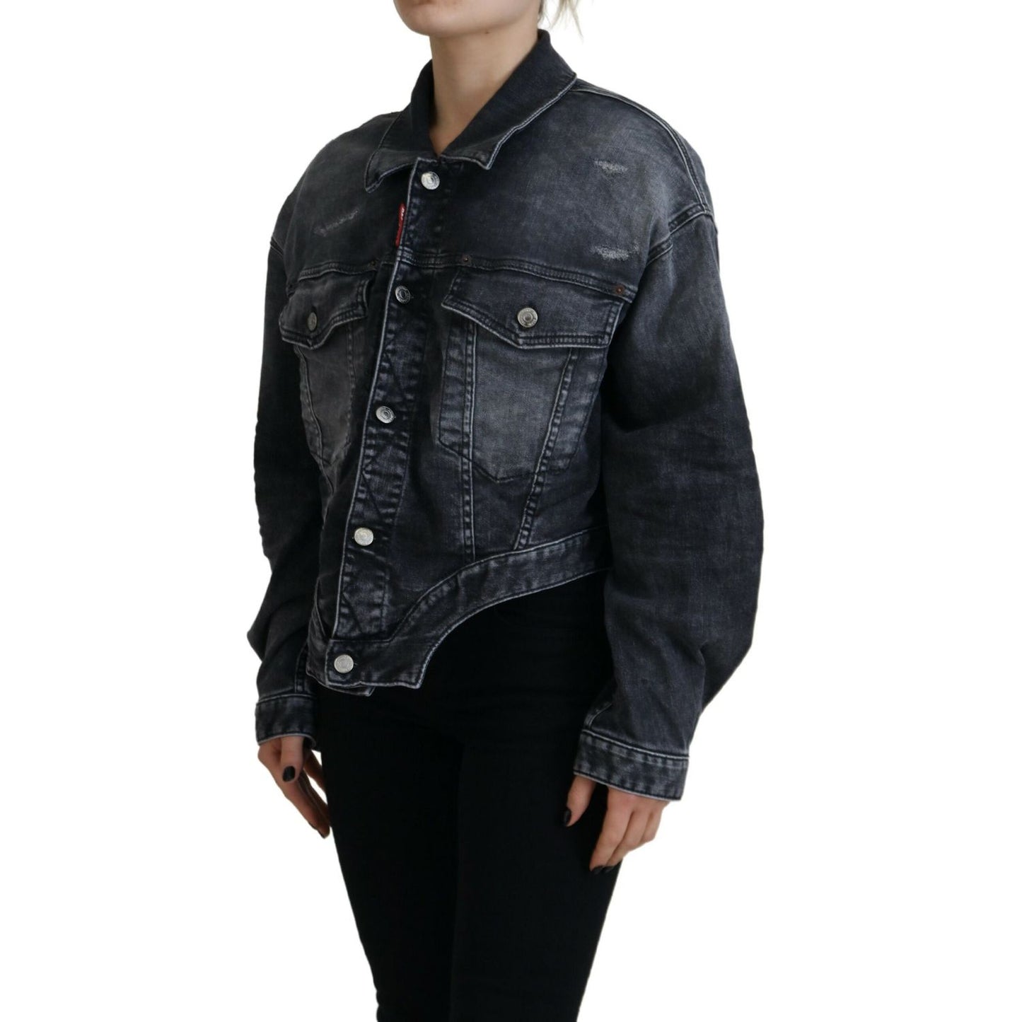 Dsquared² Gray Washed Cotton Cropped Denim Jacket 1728,67345645728,Clothing,Denim Jackets - Jackets & Coats - Clothing,Dsquared²,Gray,IT38 | XS,Jackets & Coats - Clothing,Jackets & Coats - Women - Clothing,Material: Cotton 92%,Polyester 6%,Preowned / Defe