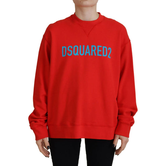 Dsquared² Red Cotton Printed Crew Neck Long Sleeve Sweater TSH83440-38