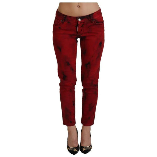 Dsquared² Red Low Waist Cotton Stretch Skinny Pants PAN74494-38