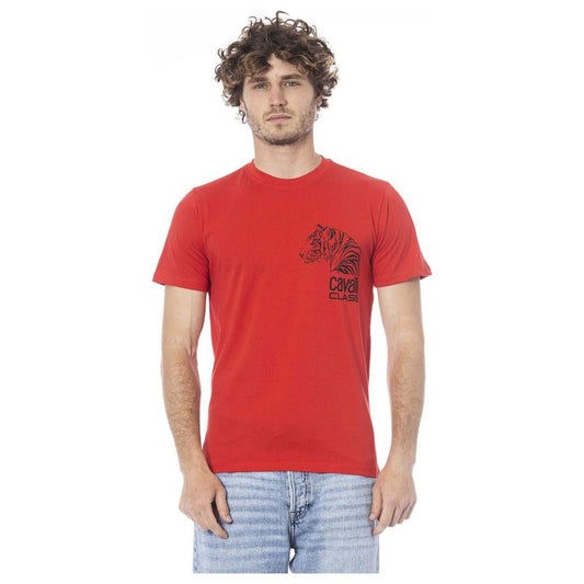 Cavalli Class Red Cotton Men T-Shirt CA-24384-M