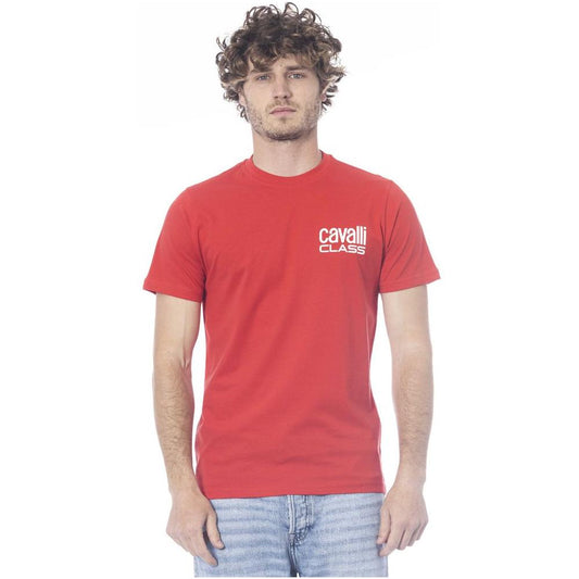 Cavalli Class Red Cotton Men T-Shirt CA-24372-M