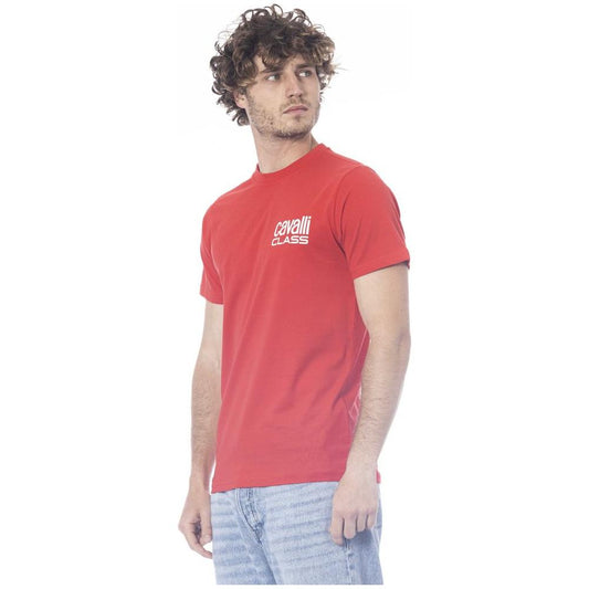 Cavalli Class Red Cotton Men T-Shirt CA-24372-M