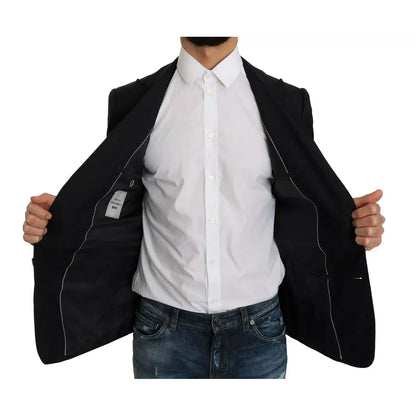 Dolce & Gabbana Blue Jacquard Slim Floral Jacket Blazer