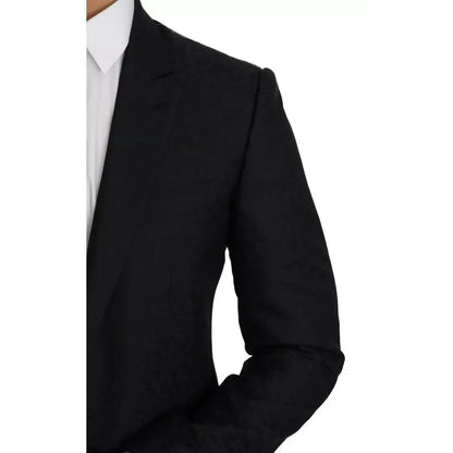 Dolce & Gabbana Blue Jacquard Slim Floral Jacket Blazer