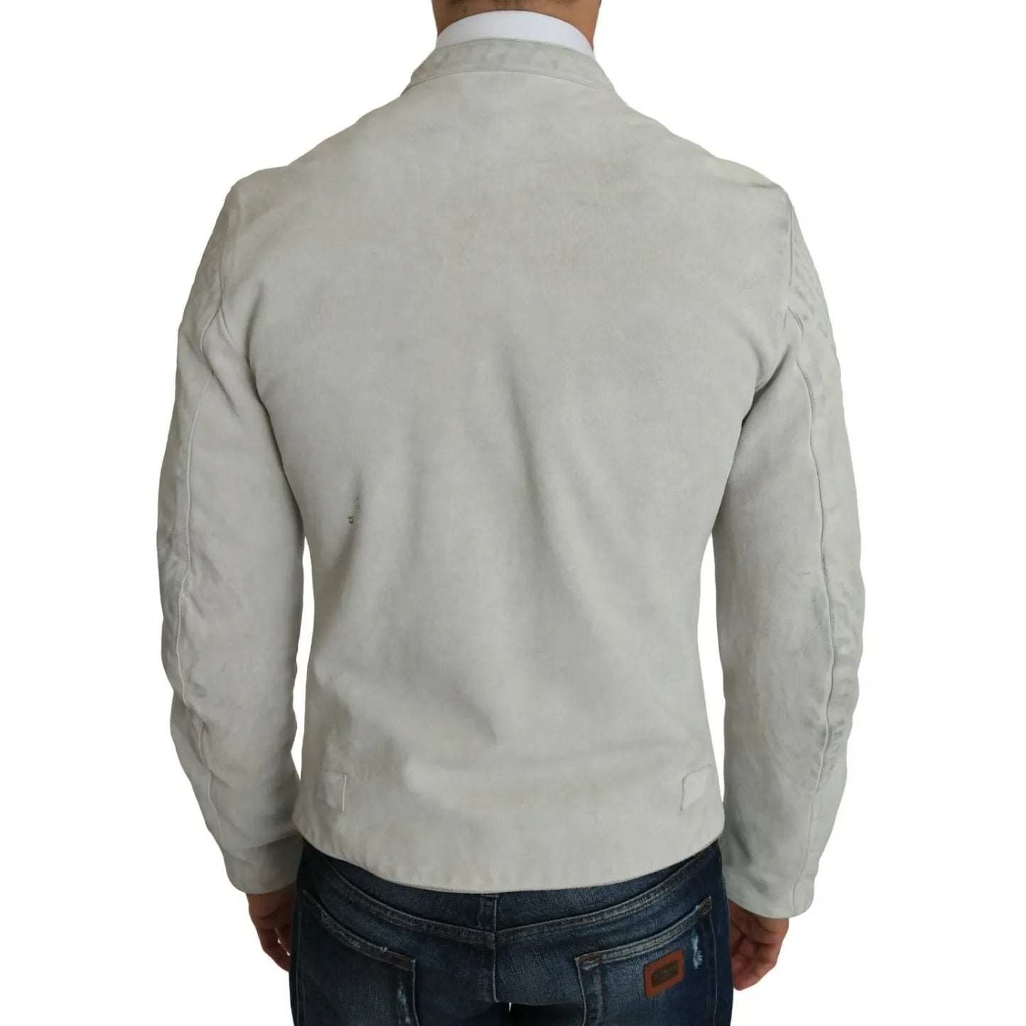 Dolce & Gabbana Leather White Biker Motorcycle Jacket