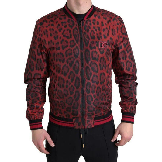 Dolce & Gabbana Red Leopard Bomber Short Coat Jacket JKT3639-46