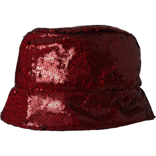 Dolce & Gabbana Red Sequined Nylon Bucket Hat Men HAT9531-60