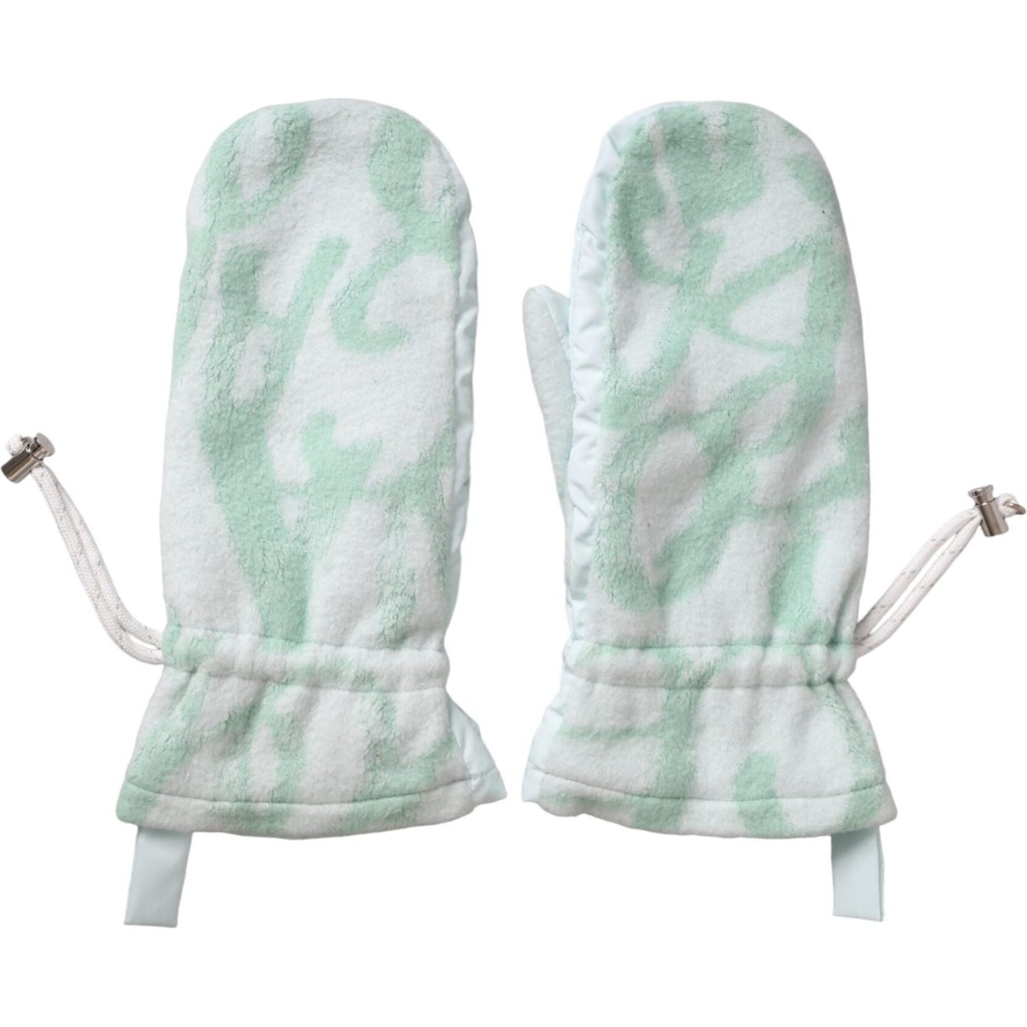Dolce & Gabbana White Nylon Fleece Wrist Length Mitten Gloves LB30134-8