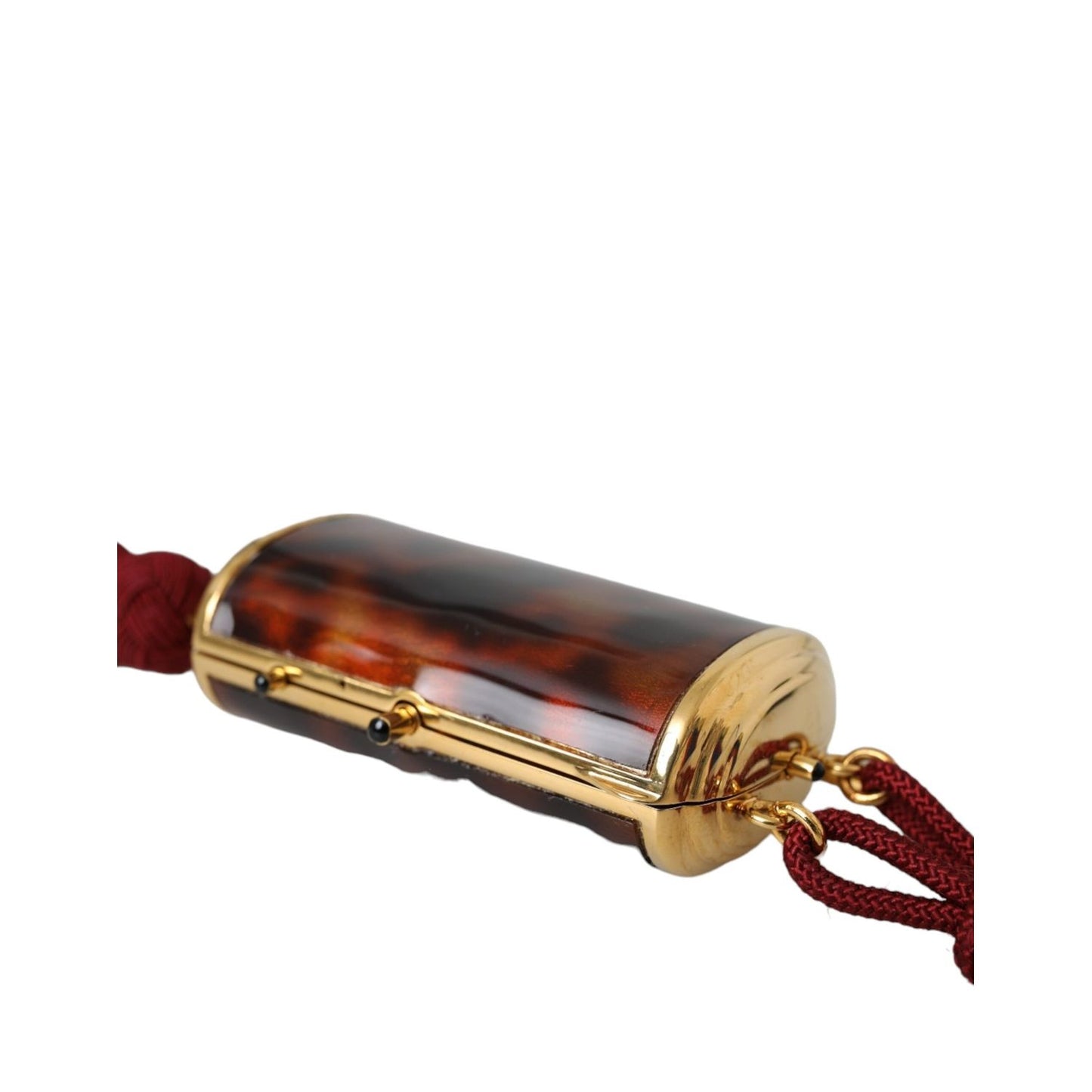 Dolce & Gabbana Brown Leopard Mini Mirror Tassel Make Up Holder Bag