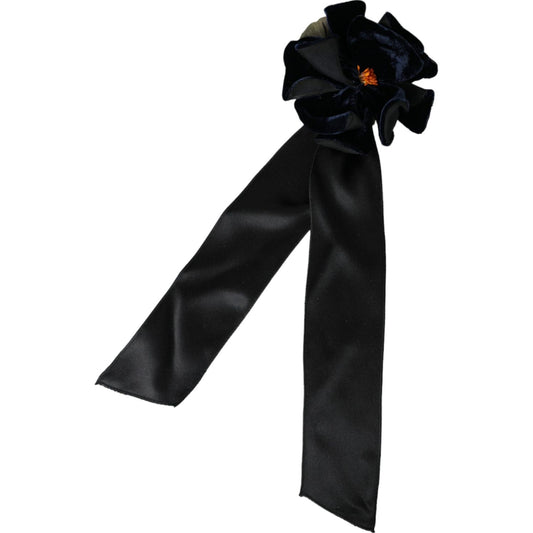 Dolce & Gabbana Black Silk Gold Brass Floral Hair Pin Brooch 1728,67345645728,Accessories,Black,Broches - Jewellery - Accessories,Brooches - Women - Jewelry,Category - Jewellery,Dolce & Gabbana,Jewellery - Accessories,Jewelry,Material: 65% Silk 20% Viscos