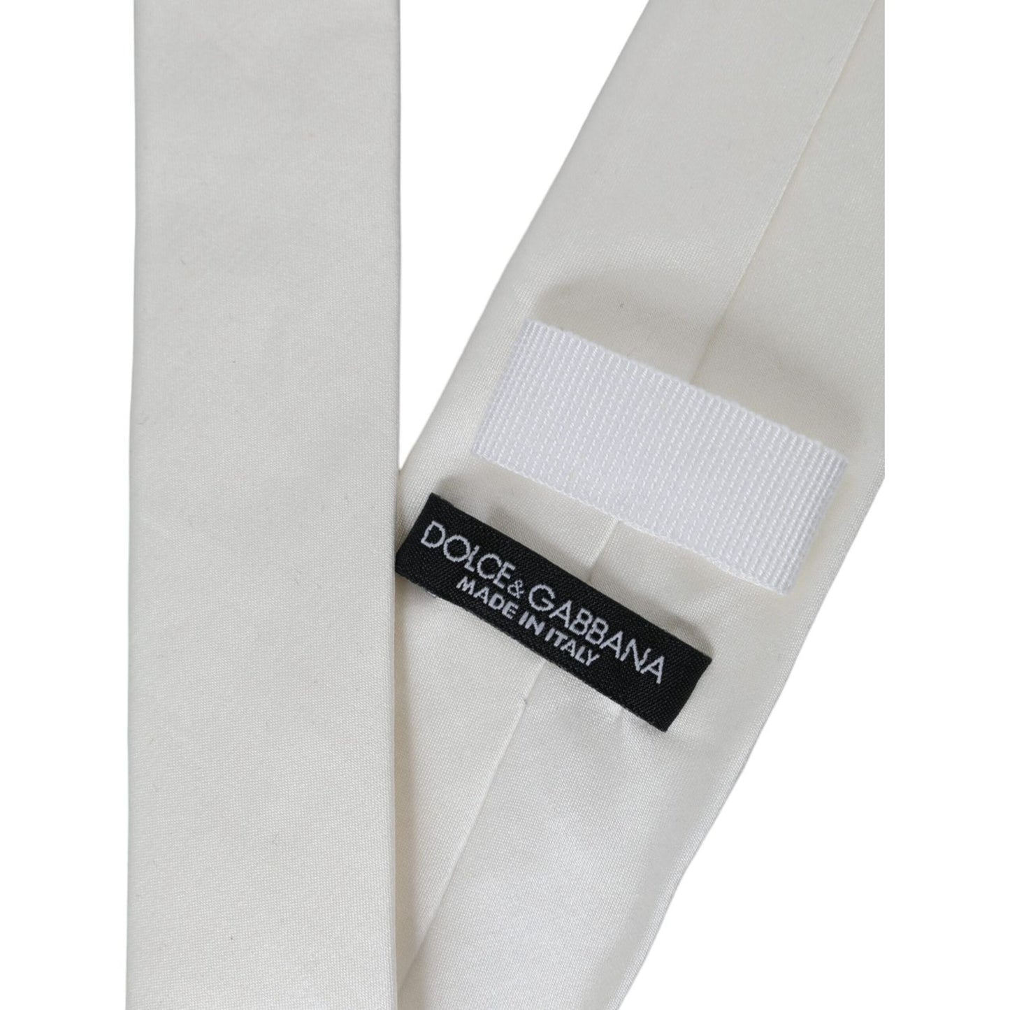 Dolce & Gabbana White Silk Blend Adjustable Tie Men KRA3288