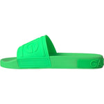 Dolce & Gabbana Green Leather Slides Sandals Beachwear Shoes Dolce & Gabbana Medium Sea Green
