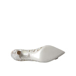 Dolce & Gabbana White Floral Lace DG Crystal Pumps Shoes LA11019-36