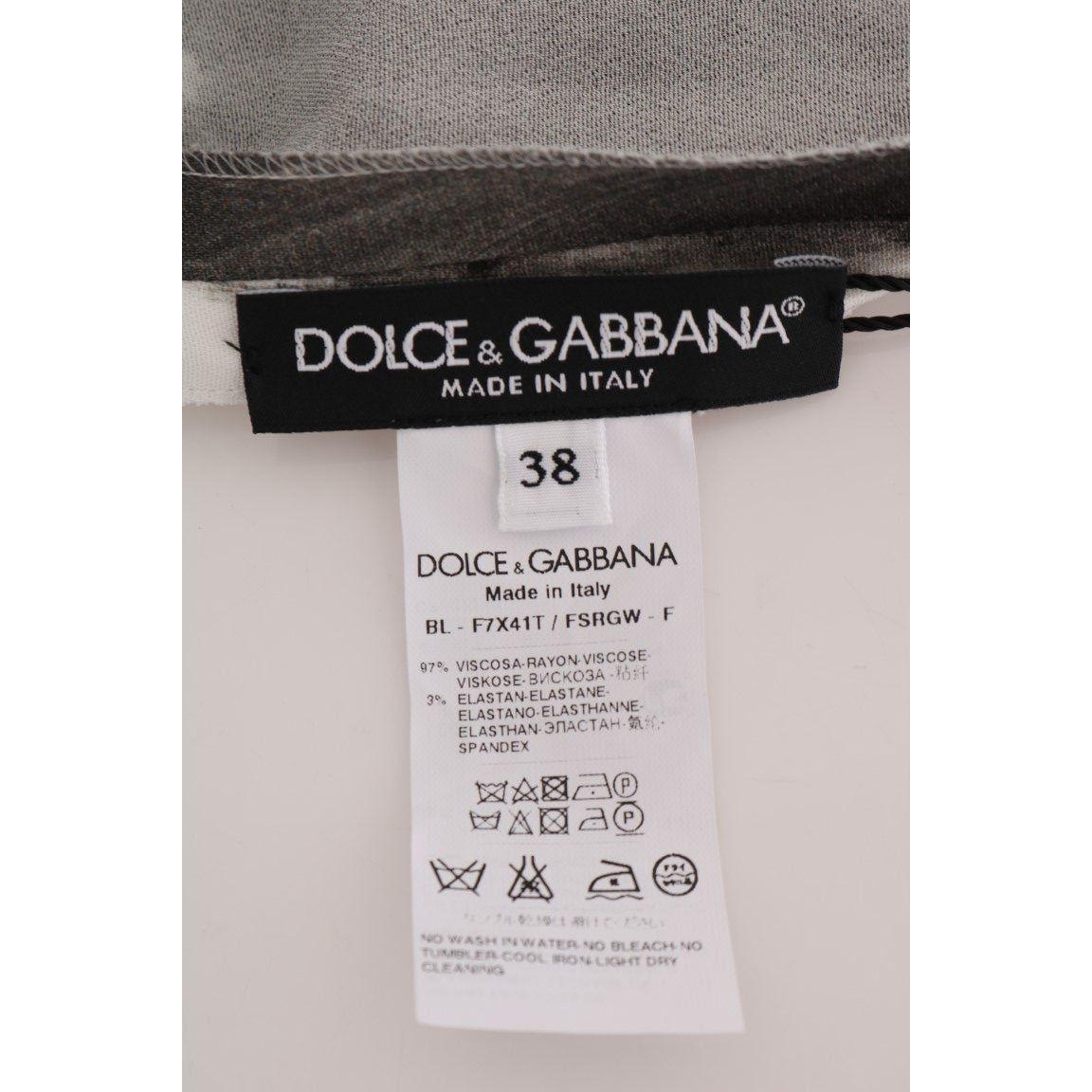 Dolce & Gabbana White Black Striped Printed Blouse Top