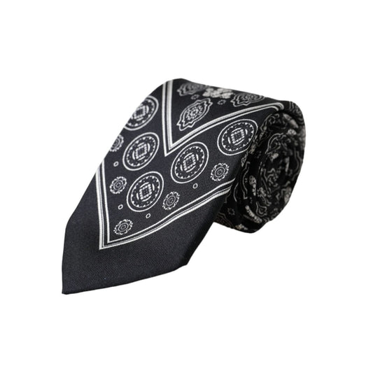 Dolce & Gabbana Black Patterned 100%Silk Adjustable Tie 1728,67345645728,Accessories,Black,Dolce & Gabbana,Material: 100% Silk,Men,Men - Accessories,New with tags,Ties & Bowties - Men - Accessories,Ties - Ties and Formal Accessories - Accessories,Ties and