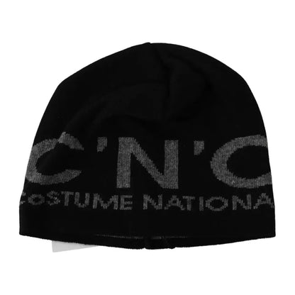 Costume National Black Wool Blend Branded Beanie Hat 1728,67345645728,Accessories,Beanie - Hats - Accessories,Black,Costume National,Hats & Caps - Men - Accessories,Hats - Accessories,Men,New with tags