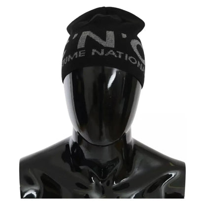 Costume National Black Wool Blend Branded Beanie Hat 1728,67345645728,Accessories,Beanie - Hats - Accessories,Black,Costume National,Hats & Caps - Men - Accessories,Hats - Accessories,Men,New with tags