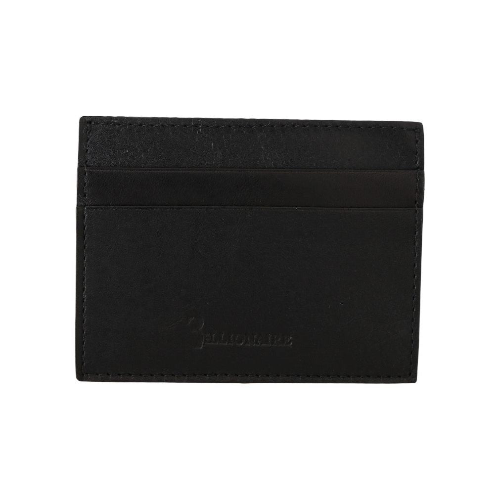 Billionaire Italian Couture Black Leather Cardholder Wallet Billionaire Italian Couture