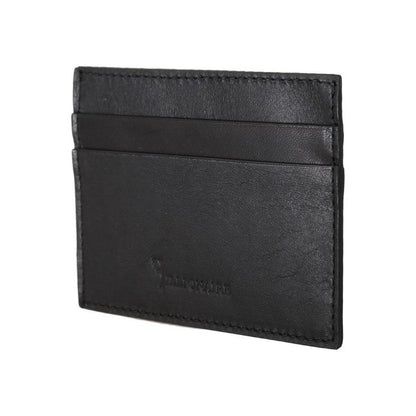 Billionaire Italian Couture Black Leather Cardholder Wallet Billionaire Italian Couture