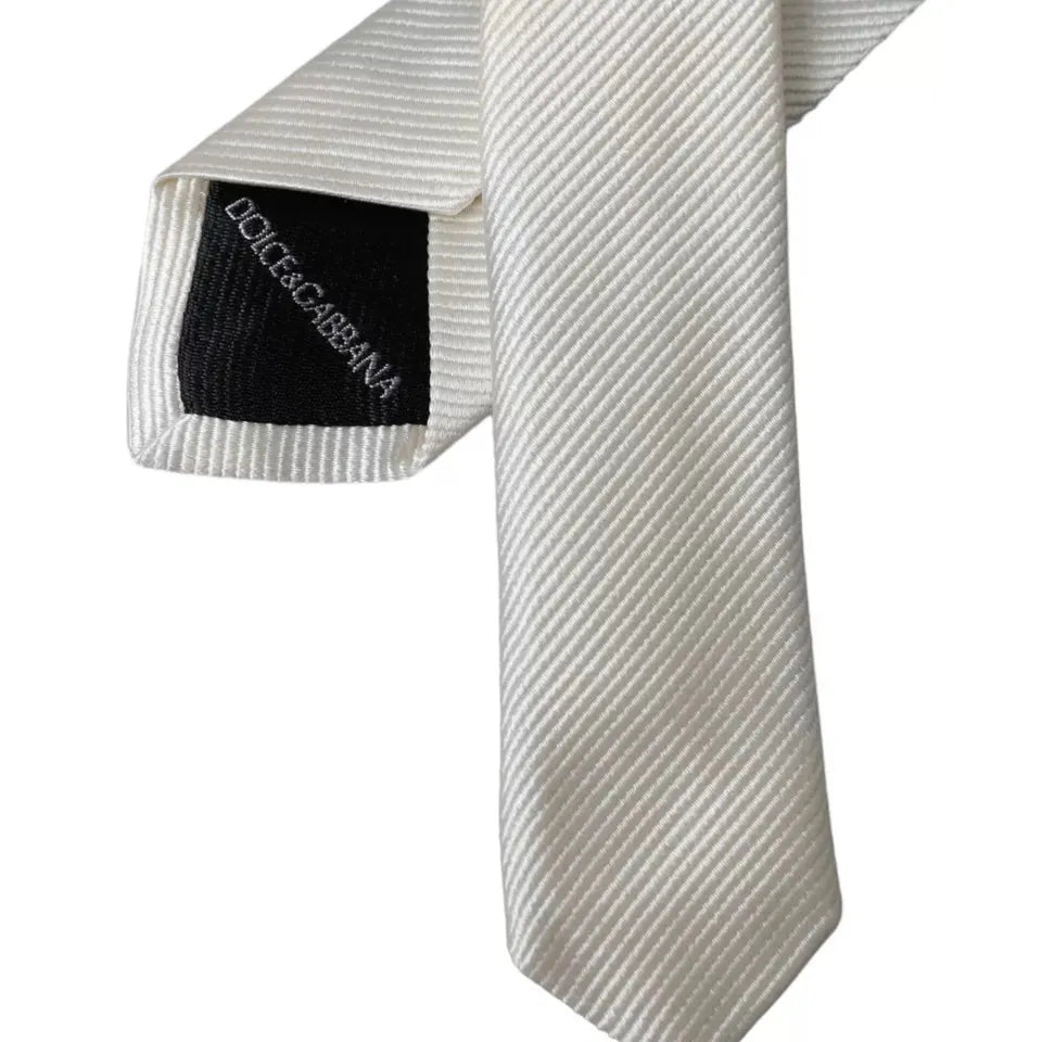 Dolce & Gabbana White Solid 100% Silk Adjustable Tie 1728,67345645728,Accessories,Dolce & Gabbana,Material: 100% Silk,Men,Men - Accessories,New with tags,Ties & Bowties - Men - Accessories,Ties - Ties and Formal Accessories - Accessories,Ties and Formal A