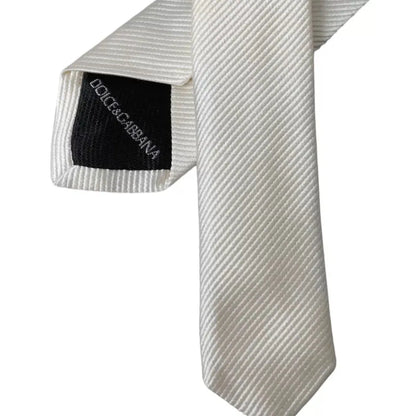 Dolce & Gabbana White Solid 100% Silk Adjustable Tie 1728,67345645728,Accessories,Dolce & Gabbana,Material: 100% Silk,Men,Men - Accessories,New with tags,Ties & Bowties - Men - Accessories,Ties - Ties and Formal Accessories - Accessories,Ties and Formal A