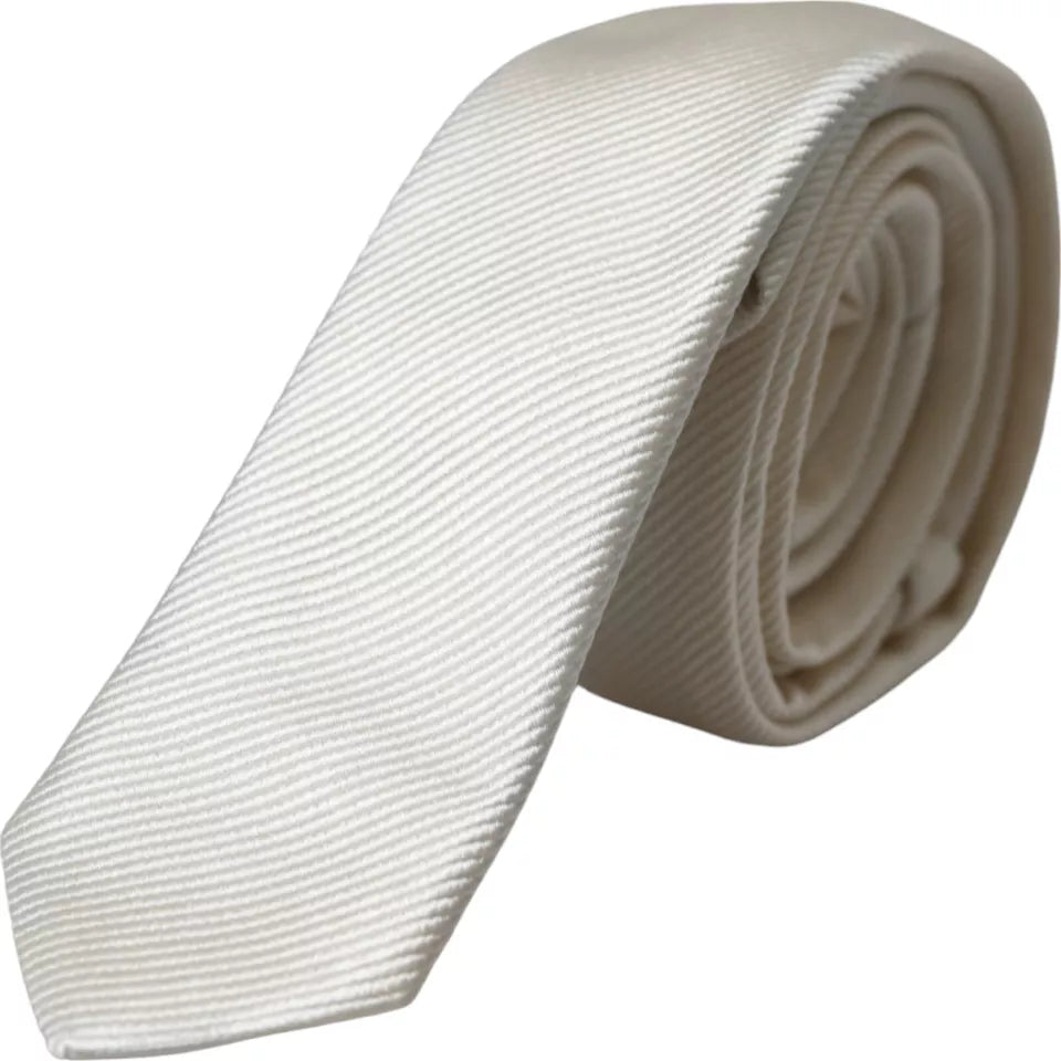 Dolce & Gabbana White Solid 100% Silk Adjustable Tie 1728,67345645728,Accessories,Dolce & Gabbana,Material: 100% Silk,Men,Men - Accessories,New with tags,Ties & Bowties - Men - Accessories,Ties - Ties and Formal Accessories - Accessories,Ties and Formal A