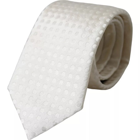 Dolce & Gabbana White Dotted Silk Classic Adjustable Men Tie 1728,67345645728,Accessories,Dolce & Gabbana,Material: 100% Silk,Men,Men - Accessories,New with tags,Ties & Bowties - Men - Accessories,Ties - Ties and Formal Accessories - Accessories,Ties and
