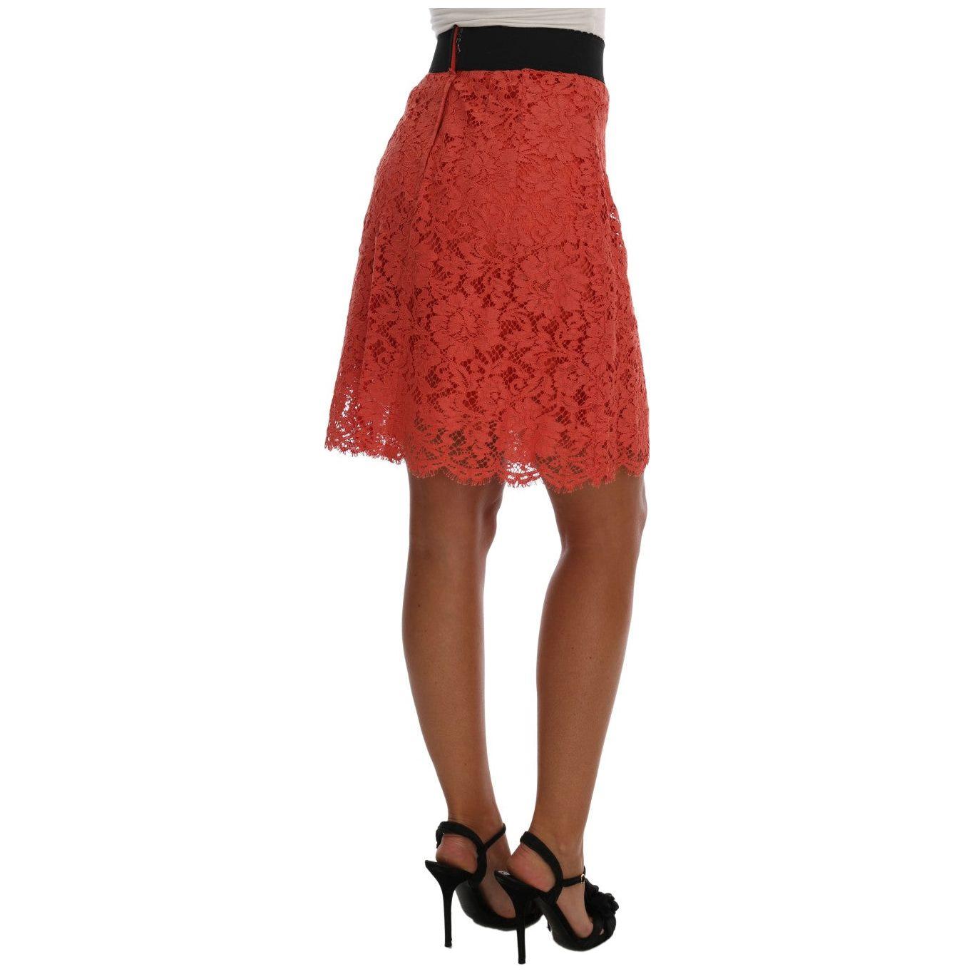 Dolce & Gabbana Orange Macramé Lace Pencil Skirt SKI1035-6