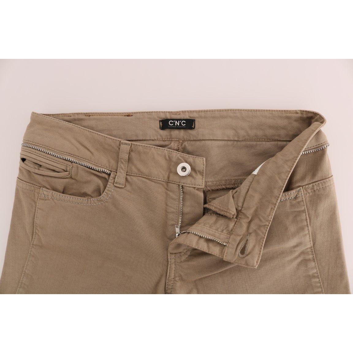 Costume National Beige Cotton Stretch Slim Fit Jeans