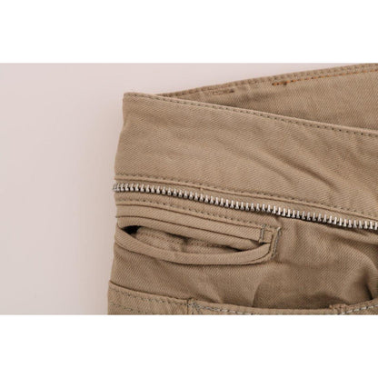 Costume National Beige Cotton Stretch Slim Fit Jeans