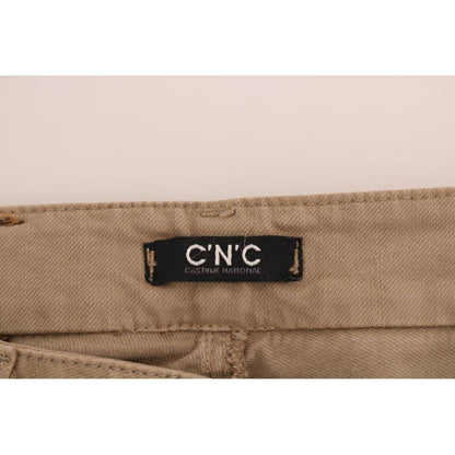 Costume National Beige Cotton Stretch Slim Fit Jeans
