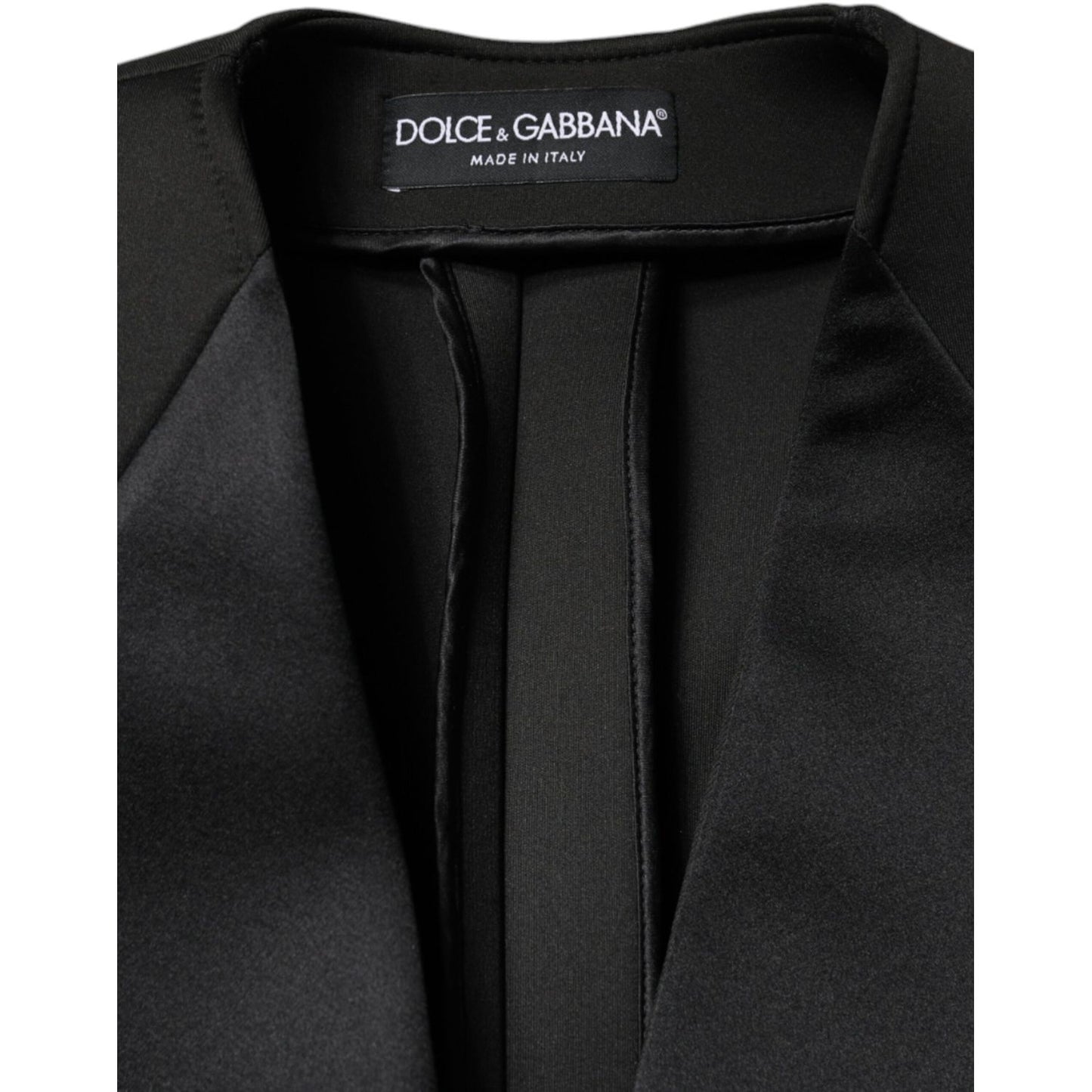 Dolce & Gabbana Black Polyester Double Breasted Coat Jacket 1728,67345645728,Black,Clothing,Coats - Jackets & Coats - Clothing,Dolce & Gabbana,IT44 | L,Jackets & Coats - Clothing,Jackets & Coats - Women - Clothing,Material: 72% Polyester 16% Silk 12% Elas