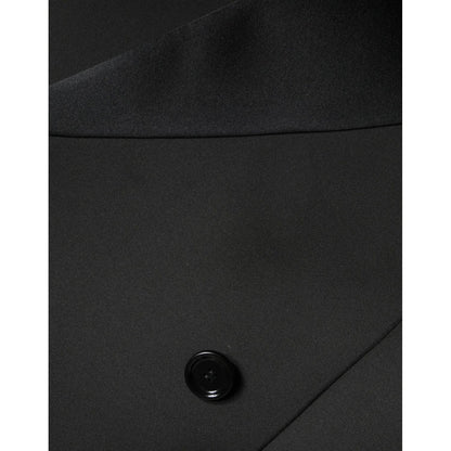 Dolce & Gabbana Black Polyester Double Breasted Coat Jacket 1728,67345645728,Black,Clothing,Coats - Jackets & Coats - Clothing,Dolce & Gabbana,IT44 | L,Jackets & Coats - Clothing,Jackets & Coats - Women - Clothing,Material: 72% Polyester 16% Silk 12% Elas