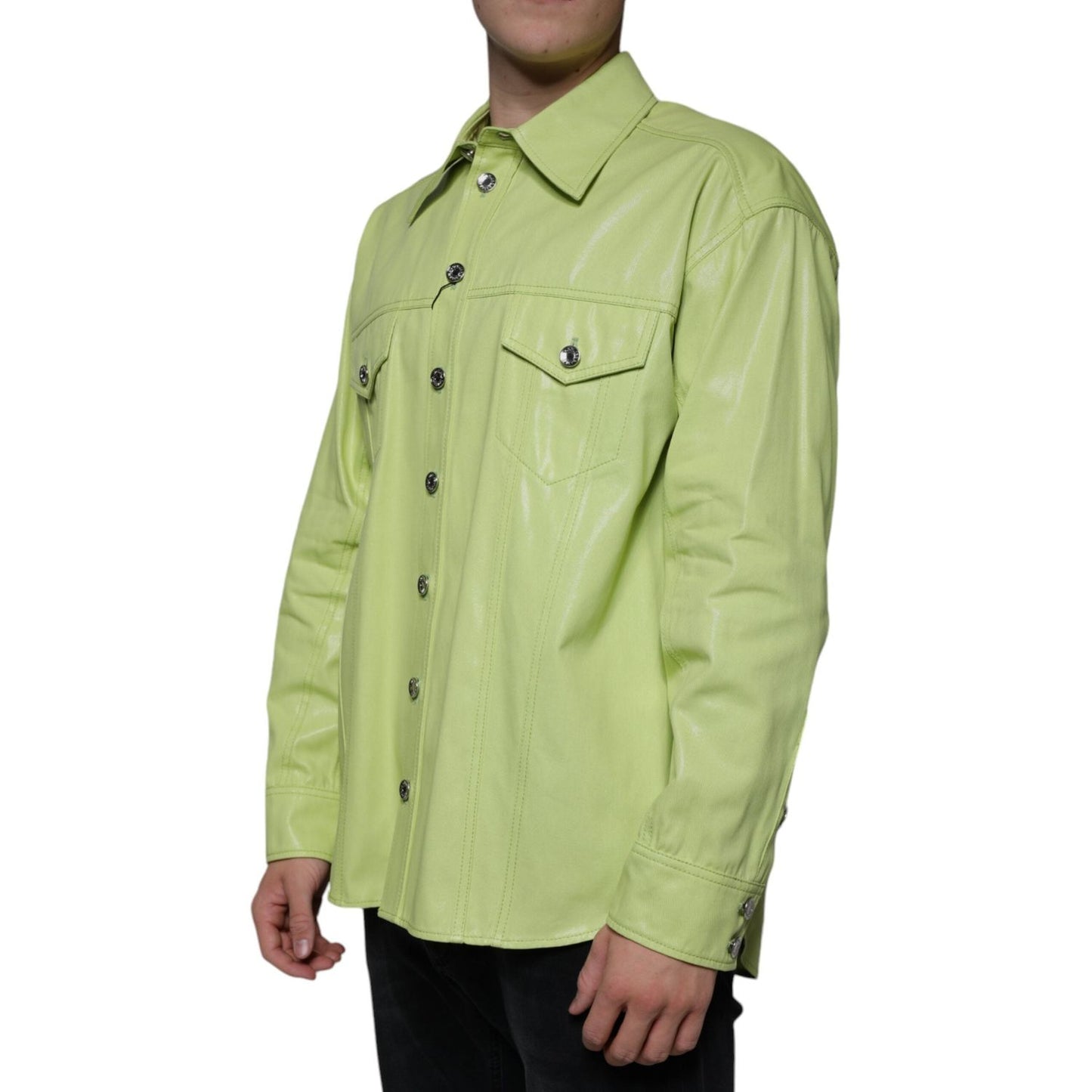 Dolce & Gabbana Green Cotton Collared Men Button Down Shirt 1728,67345645728,Accessories,Clothing,Dolce & Gabbana,Green,IT39 | S,IT42 | XL,IT43 | 2XL,Long Sleeve - T-Shirts - Clothing,Material: 100% Cotton,Men,Men - Clothing,New with tags,T-Shirts - Cloth