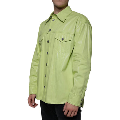 Dolce & Gabbana Green Cotton Collared Men Button Down Shirt 1728,67345645728,Accessories,Clothing,Dolce & Gabbana,Green,IT39 | S,IT42 | XL,IT43 | 2XL,Long Sleeve - T-Shirts - Clothing,Material: 100% Cotton,Men,Men - Clothing,New with tags,T-Shirts - Cloth